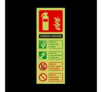 Carbon Dioxide Fire Extinguisher Guide Photoluminescent Plastic Sign with 4 Pre-Drilled Holes - Emergency/Fire Exit/Extinguisher (FE31)