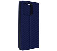 Carbon Effect Case for Xiaomi Redmi 12C Magnetic Cover Video Stand Blue
