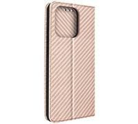 Carbon Effect Case for Xiaomi Redmi 12C Magnetic Cover Video Stand Rose Gold