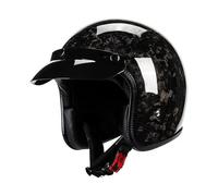 Carbon Fiber 3/4 Open Face Motorcycle Helmets Vintage Motorbike Half Helmet DOTECE Certification Crash Scooter Helmet Comfortable and Breathable for Adults Men Women D,XXL:63-64CM