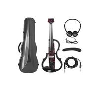 Carbon Fiber 4/4 Electric Violin Headless Fiddle Electric Violin With Bow Carry Case Headphone Cable Shoulder Rest