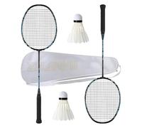 Carbon Fiber Badminton Racket,with 2 Racquet,2 Shuttlecocks,1 Carrying Bag,Ultra-Lightweight Badminton Rackets Balanced Attack and Defense Training Racket Pre-Strung