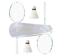 Carbon Fiber Badminton Racket,with 2 Racquet,2 Shuttlecocks,1 Carrying Bag,Ultra-Lightweight Badminton Rackets Balanced Attack and Defense Training Racket Pre-Strung