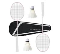 Carbon Fiber Badminton Racket,with 2 Racquet,2 Shuttlecocks,1 Carrying Bag,Ultra-Lightweight Badminton Rackets Balanced Attack and Defense Training Racket Pre-Strung