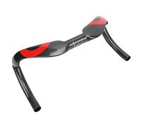 Carbon Fiber Bicycle Handlebar Bent Bar, Road Bike Handlebar Stem, Ergonomic Design for Reduced Air Resistance, 385mm/31.8mm Shockproof Handlebar for Highway and Road Bi (Red)