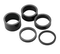 Carbon Fiber Bike Headset Spacer, 5pcs 3K Lightweight Stem Kits 3/5/10/15/20mm, Fit for Mountain Bicycle Handlebar, Adjust High and Low, Black Carbon Fiber Spacers for a