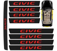 Carbon fiber car door sill trunk, protective strip, suitable for Honda Civic carbon fiber car door sill protection sticker rear bumper welcome pedal decorative accessories,Red-9pcs