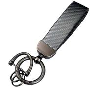Carbon Fiber Car Keychain for Vauxhall Astra J J 2010-2027, Leather 360° Rotatable Car Keyring Lanyard Jewelry with Anti-Lost D-Ring Accessories,D/Grey