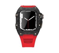 Carbon Fiber Case For Watch 7 44mm 45mm Rubber Strap Luxury Carbon Set Frame Bezel Modification Kit for iWatch 7 6 5 4 SE