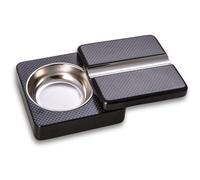 Carbon Fiber Design Single Cigar Ashtray with Swivel Design, Solid Wood Ashtray, Travel Cigar Accessory
