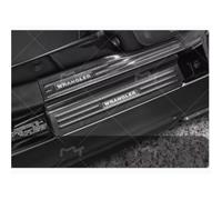 Carbon Fiber Door Sill Protectors for Jee p Wrangler JL - 8-Piece Inner & Outer Threshold Trim Kit, Black Scuff Plates Anti-Scratch Guard (Fits 4-Door Models)