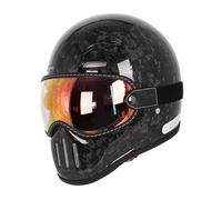 Carbon Fiber Full Face Motorbike Helmet Men Women, Retro Motorcycle Open Face Helmet with Goggles, ECE/DOT Approved FMVSS 218 ,M(54-55CM),FF