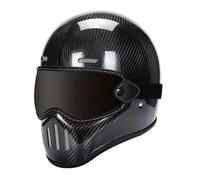 Carbon Fiber Full-Face Motorbike Helmets ECEDOT Approved Large Crash Motorcycle Helmet with Goggles Unisex Adult Motocross Helmets Four Seasons New Street Touring D,L:59-60CM