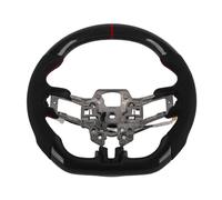 Carbon Fiber Heated Steering Wheel Flat Bottom DType Racing Design with Nappa Perforated Leather Hand Grips Red Stitching Finger Ridges for EcoBoost GT Shelby GT350 GT350R 2018