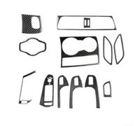 Carbon Fiber Interior Trim Accessories Set Kit for A4 B8 2008-2015, 13Pcs Black Epoxy Coated Cover with Tape for Easy