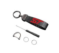 Carbon Fiber Leather Car Keychain for Ford ST 360°Rotatable Swivel Anti-Lost D Keyring Car Refit Accessories,Red-12.5CM