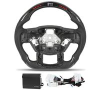 Carbon Fiber LED Steering Wheel | Perforated Leather & LCD Race Display | Real - Time RPM/Speed/Lap Data | Flat Bottom Racing Design