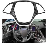 Carbon Fiber Look Steering Wheel Cover Molding Cover Trim For 2014 2015 2016 2017 2018 2019 Chevrolet Corvette C7 Z06 Z51 ZR1 Stingray Grand Sport Interior Accessories (Black)