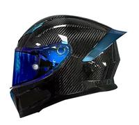 Carbon Fiber Motorcycle Helmet, Full Face, DOT/ECE Approved, Blue, Adult, Unisex, Helmet, Motorcycling