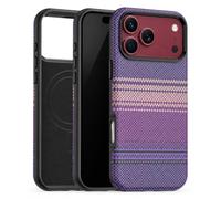 Carbon Fiber Pattern Magnetic Leather Case for iPhone 18 Pro Max Purple | Compatible with MagSafe,Anti-Fall 3-Layer Hybrid Protection with Metal Frame Lens Protection Case