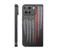 Carbon Fiber Phone Skin Compatible with Google Pixel 9 Pro Fold - Thin Red Line - Premium 3M Vinyl Protective Wrap Decal Cover | Crafted in The USA by MightySkins
