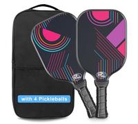 Carbon Fiber Pickleball Paddles Set of 2, Pickle Ball Rackets 2 Pack, Pickleball Equipment and Accessories Outdoor, Includes 4 Balls and Bag for Beginners, Pros, Adults