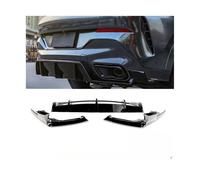 Carbon Fiber Print Gloss Black Front Bumper Lip Splitters & Rear Diffuser Spoiler Compatible For BMW X6 G06 Sport XDrive 30d 40d 40i M50(Warrior carbon rear)