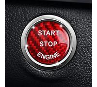 Carbon Fiber Push Start Button Cover, Scratch-Proof Durable Engine Start Stop Ignition Switch Trim, 25-26mm, Universal Fit for VW Golf Tiguan,Self-Adhesive Car Ignition Engine Power Button Protector