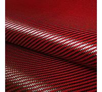 Carbon Fiber & Red Mixed Fabric Carbon Aramid Cloth 50cm Wide 100cm Long 200gsm - Packed in Box