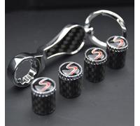 Carbon Fiber S Metal Auto Tire Valve Stem Cap Cover with Resin S Emblem Covers Trim for Mini Cooper S Countryman S Clubman S JCW 36110429652