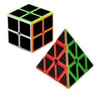 Carbon Fiber Speed Cube Set 2x2x2 3x3x3 Pyramid Magic Cube Puzzle Cube | Adults Puzzle Cube Birthday Party Supplies Stocking Stuffers Present for Adults