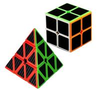 Carbon Fiber Speed Cube Set 2x2x2 3x3x3 Pyramid Magic Cube Puzzle Cube Toys Birthday Party Supplies Stocking Stuffers Present for Teens Adults