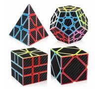 Carbon Fiber Speed Cube Set 3x3 Pyramid Megaminx 3x3x3 Skewb Square-1 Speed Cube Bundle Pack