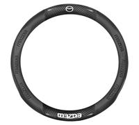 Carbon Fiber Steering Wheel Cover Compatible with Mazda 3 Axela/CX5/CX4/6 Atenza/CX30/CX8 - Anti-Slip Microfiber Leather with Grip and Stitched Edge Design