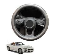 Carbon Fiber Steering Wheel Cover for 124 Spider 2015+ Anti-Slip Steering Wheel Protector Cover Car Auto Interior Accessories Round Shape Glossy,Grey