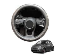 Carbon Fiber Steering Wheel Cover for 500 (312) 2007-2020 Anti-Slip Steering Wheel Protector Cover Car Auto Interior Accessories Round Shape Glossy,Grey