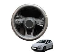 Carbon Fiber Steering Wheel Cover for Punto EVO (199) 2008-2012 Anti-Slip Steering Wheel Protector Cover Car Auto Interior Accessories Round Shape Glossy,Grey