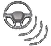 Carbon Fiber Steering Wheel Covers 3 Piece Clip on Steering Wheel Cover (Silver)