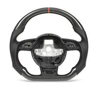 Carbon Fiber Steering Wheel Perforated Leather Red Stitching Flat Bottom D Racing Design for S3 S4 S5 S7 RS3 RS4 RS5 RS6 RS7 Manual Transmission Models