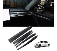 Carbon Fiber Style Car Dash Wrap and Front Door Panel Cover Trim for Tesla Model Y 2021-2023, Dashboard Cover for Tesla Model 3 2020-2023 (Bright Carbon),Not for 2024