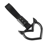 Carbon Fiber Style Car Decorative Ring - "Devil Heart" Warning Pendant, | Automobile Decoration Handle Strap for Garage Workshop Highway Track Street Driveway Autocross Commute