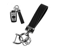 Carbon Fiber Style Car Keychain, Leather Car Key Chain with Anti-Lost D-Ring, Key Chain Holder 360 Degree Rotatable, Car Key Ring, Car Key Fob, Car Keyrings for Men Women Car Accessories (Black)