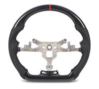 Carbon Fiber Style Hydro Dip Steering Wheel, Perforated Leather with Red Stitching, Flat Bottom for C6 2006-2011 - Ergonomic Grip, Durable ABS, Sporty Interior Upgrade