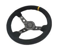 Carbon Fiber + Suede Car Steering Wheel 14 Inch/350MM Sports Modified Racing Car Parts Universal Compatible For Mazda Compatible For Toyota