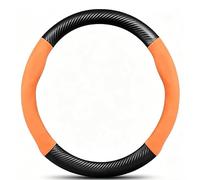 Carbon Fiber Suede Steering Wheel Cover for Suzuki Jimny Cabriolet 2005-2011, Universal 38cm 15 Inch Auto Interior Accessories for Most Vehicles,Orange