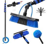 Carbon Fiber Telescopic Brush - 3.6-20 m - Extendable Water-Fed Cleaning Pole with Squeegee & Cobweb Brush & Soap Dispenser & 20m Hose for Solar Panels,Window,Roof,Conservatory,Gutter & Car (10.8m)