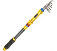 Carbon Fiber Telescopic Fishing Rod 2 4m to 3 6m Saltwater Casting Pole with Enhanced Sensitivity, Colored Guide Rings, and Secure EVA Grip for Travel
