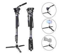 Carbon Fiber Video Monopod Kit-VM70CK Professional Hydraulic Fluid Head Monopod Removeable Multifunctional Travel Tripod Stand for Gopro DSLR Camera Telescopic Camcorders, Max Load 22 pounds/10 kg
