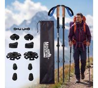 Carbon Fiber Walking Poles 2 Pack, Lightweight Adjustable Trekking Poles with Natural Cork Grip, Collapsible Hiking Sticks for Men & Women, Shock Absorbing Poles for Hiking, Camping & Backpacking