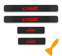 Carbon Fibre Car Door Sill Protector 4 Pieces for Honda CR-Z Scuff Guard Non-Slip Auto Styling Decoration Accessory with Film Scraper (Red)